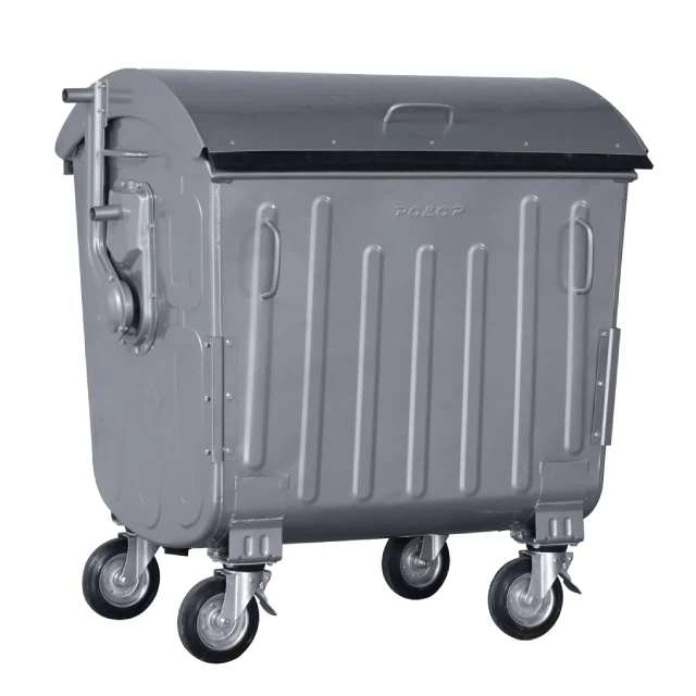2025 New Design Galvanized Metal Mobile Garbage Bin